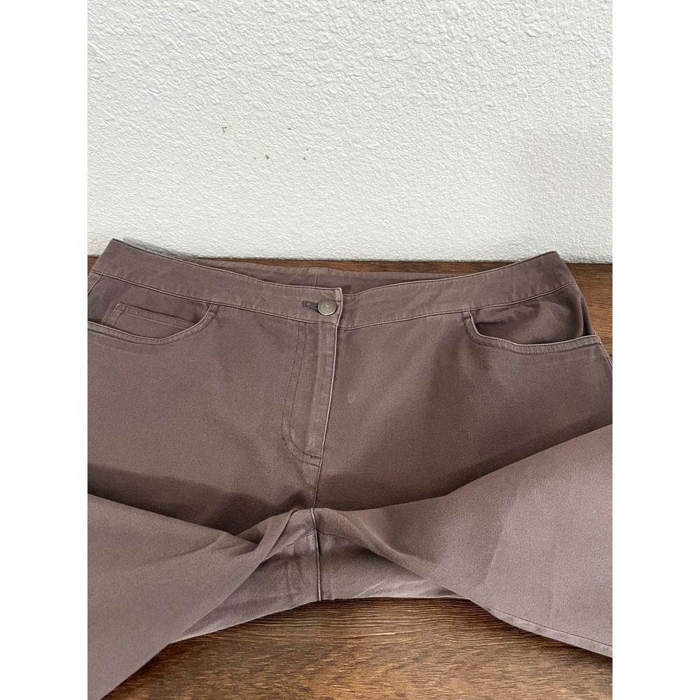 Eileen Fisher Taupe Brown Cropped Twill Pants Womens M Mid Rise Straight Leg - Picture 5 of 15